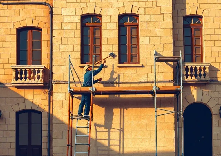 Ravalement de façade en pierre, nettoyage et application d'enduit